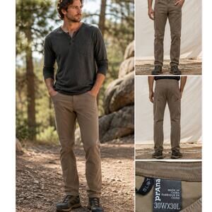 prAna Brion Pants Mens 30x30 Brown Stretch Zion Slim Hiking Travel Outdoor